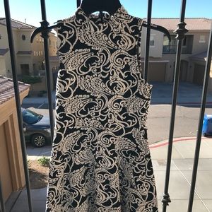 Damask mock turtle neck dress